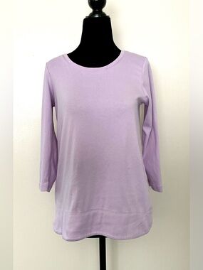 J JILL Light Purple Lavender Pima Cotton 3/4 Sleeve Top - Small